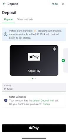 Paddy Power App - Deposits