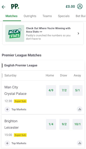 Paddy Power - Sportsbook Example