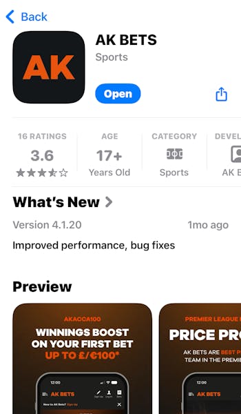 AK Bets App Store