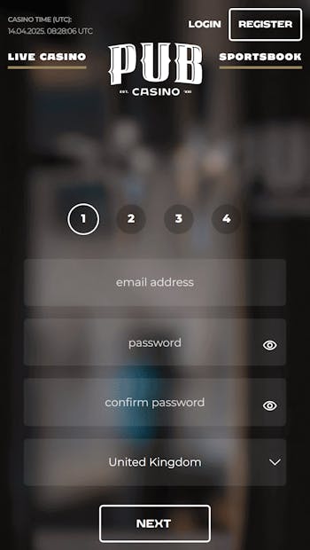 Pub Casino registration
