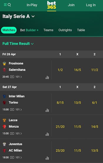 bet365 streaming serie a