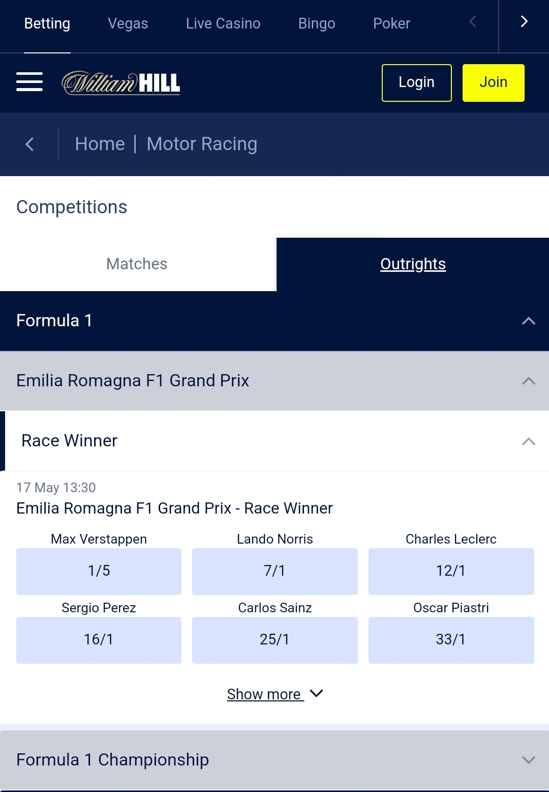 William Hill F1