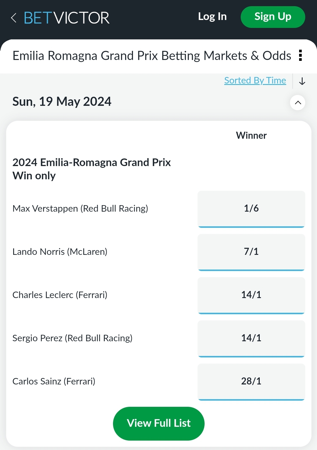 BetVictor F1