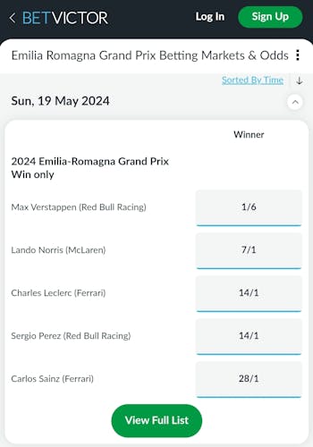 BetVictor F1