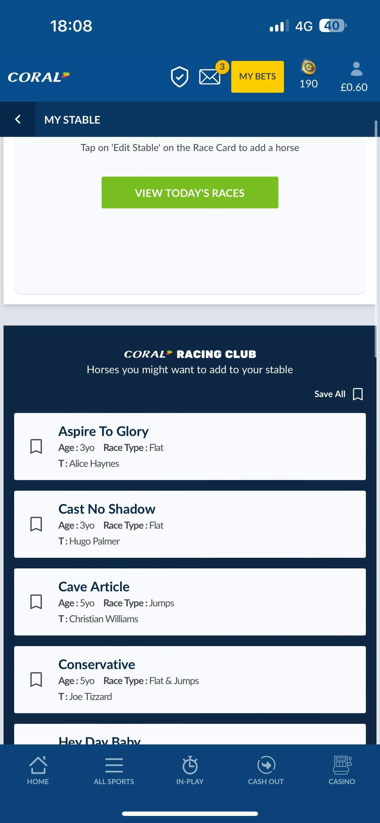 Coral app My Stable 