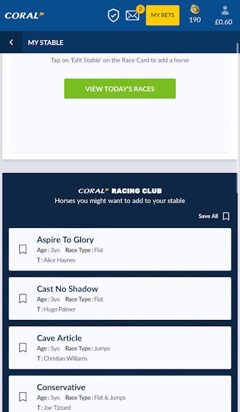Coral app My Stable
