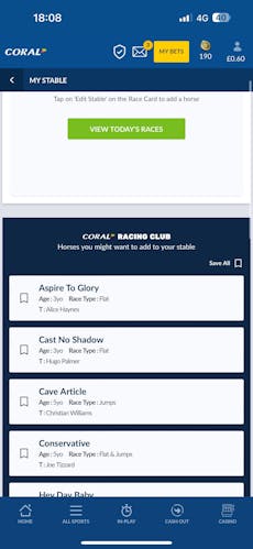 Coral app My Stable 