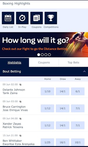 Willliam Hill boxing betting UK