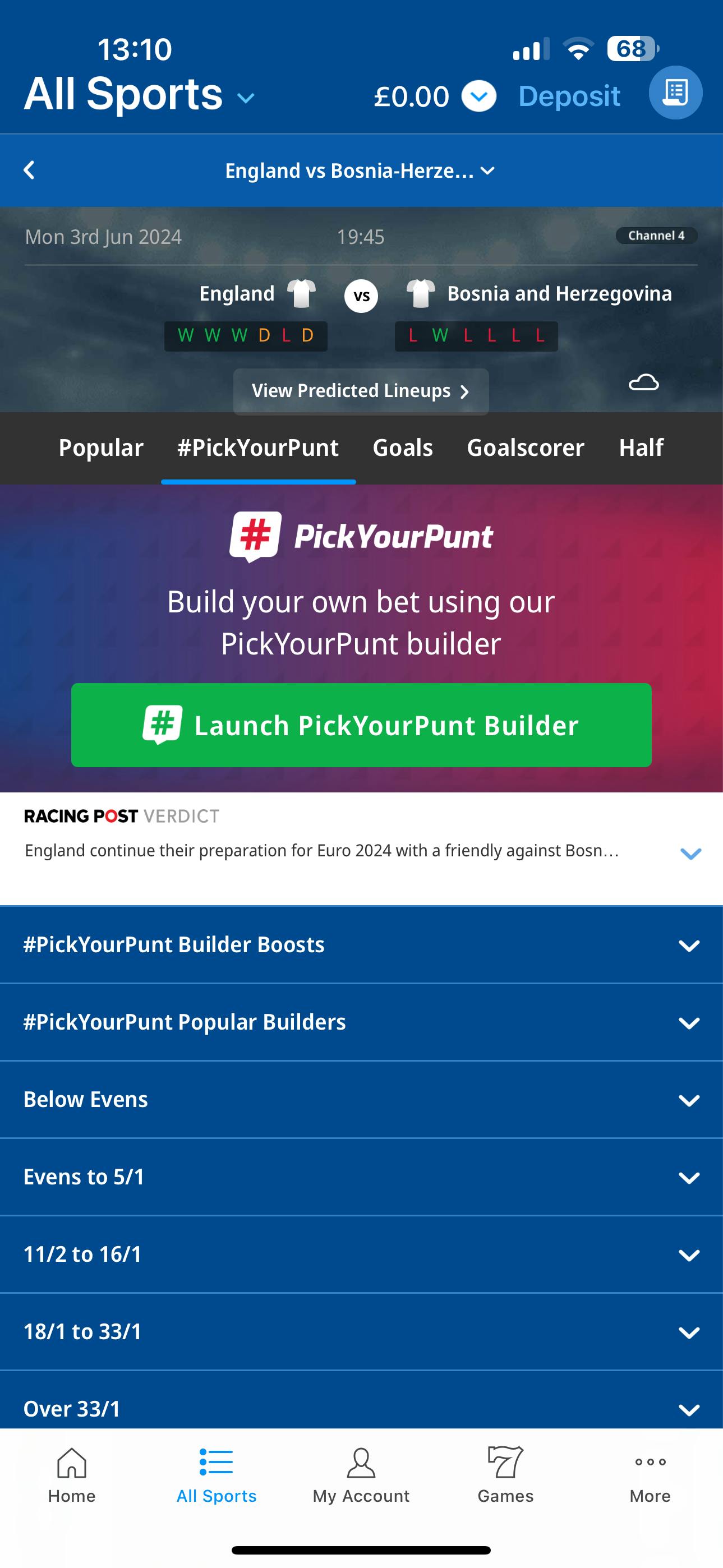 Betfred app bet builder