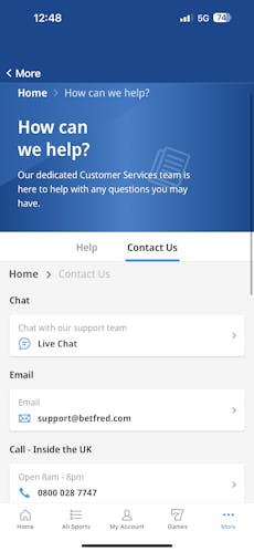 betfred app customers support