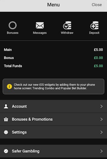 Unibet Deposit/Withdrawal 1