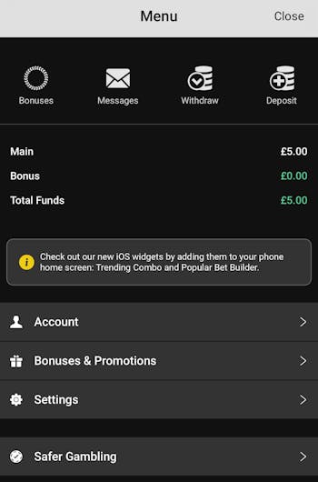 Unibet Deposit/Withdrawal 1