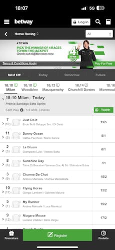 Betway App Horse Racing