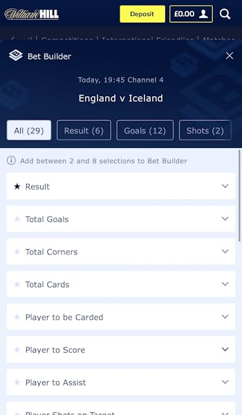 William Hill App Bet Builder
