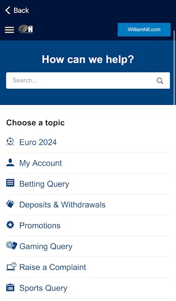William Hill App Customer Support