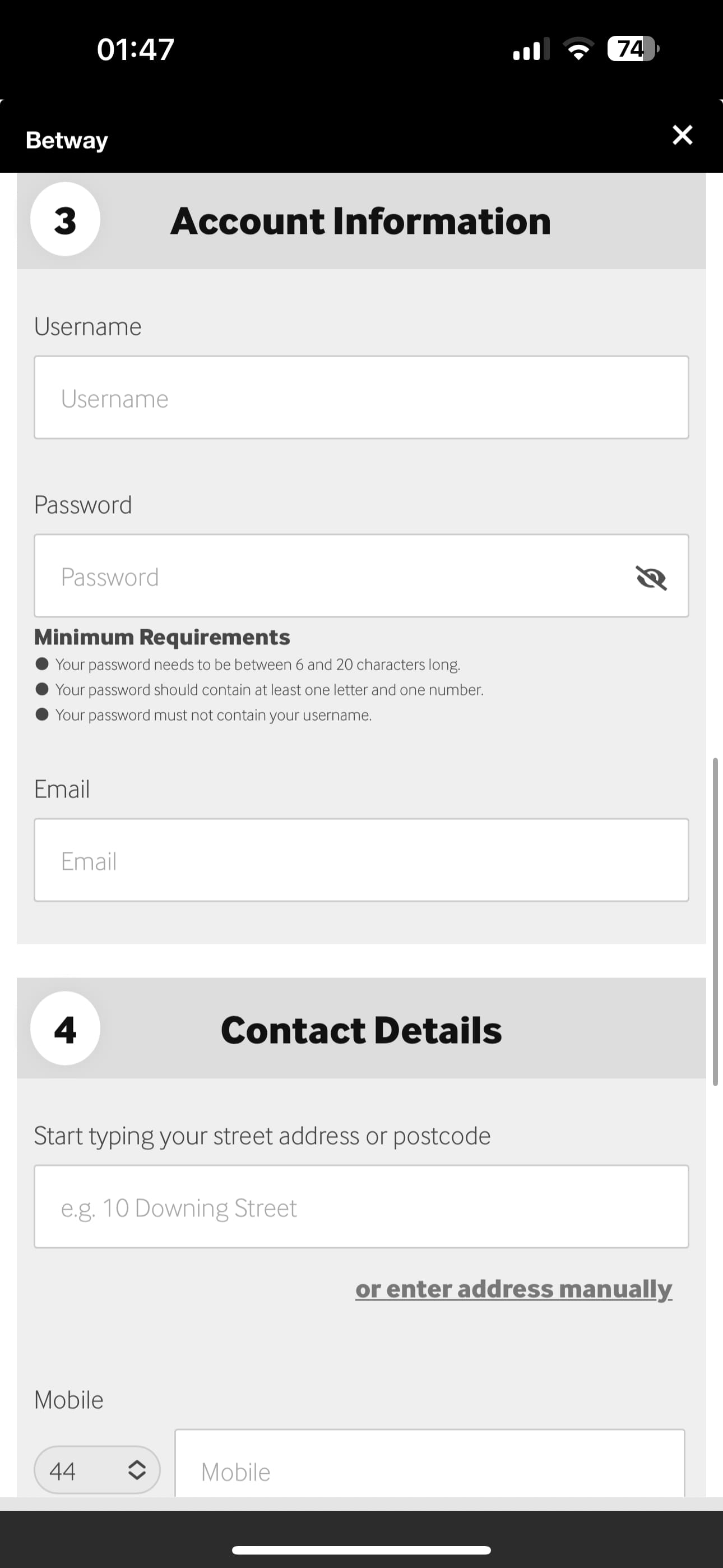 Betway registration app 4