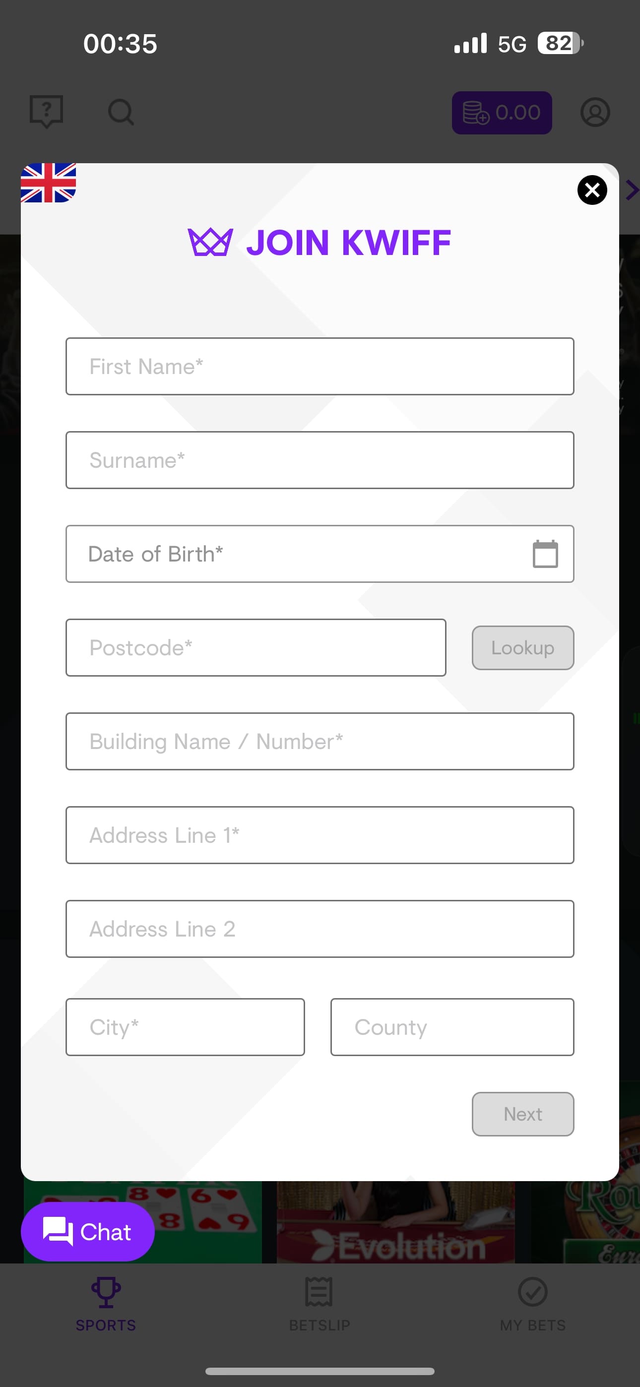 Kwiff sign-up 3