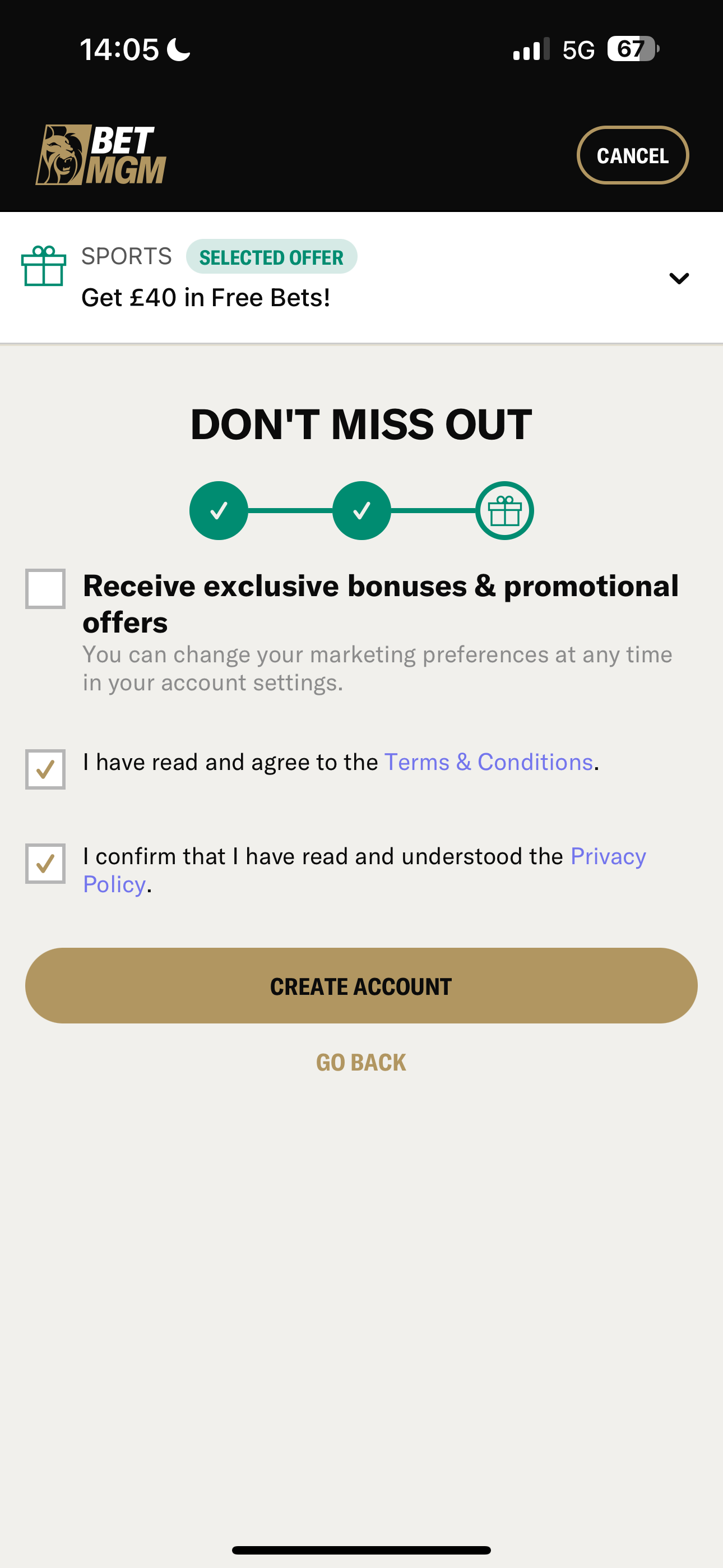 BetMGM registration 4