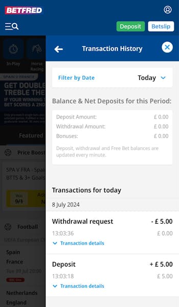 Betfred Withdrawal Status