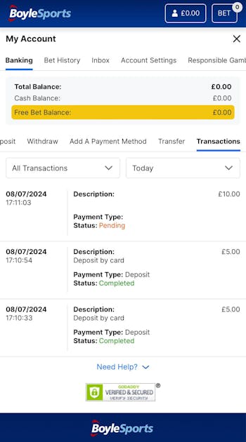 BoyleSports withdrawal pending