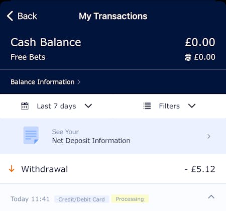 William Hill Withdrawal Status