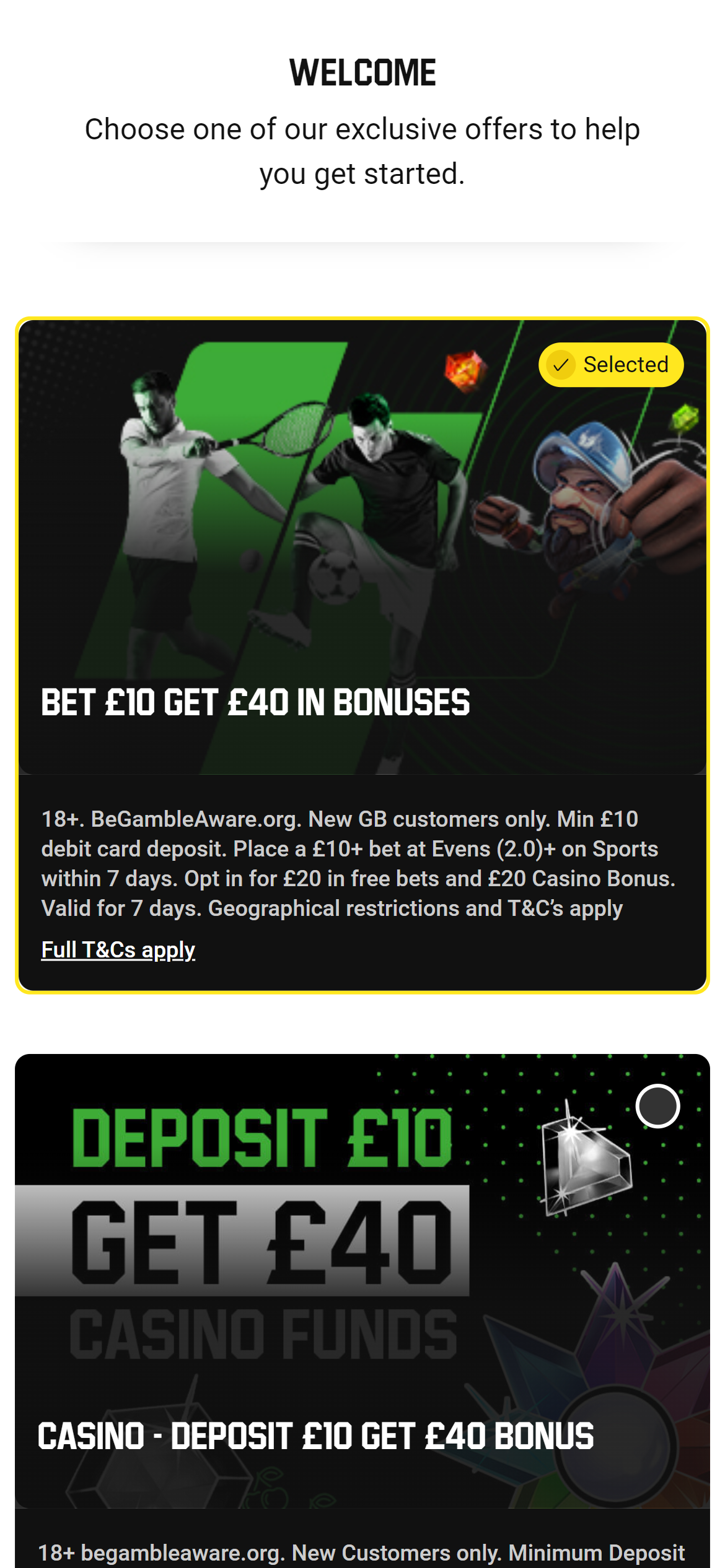 unibet welcome offers