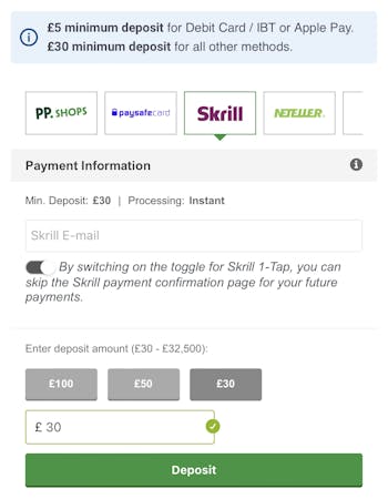 PaddyPower Skrill wallet