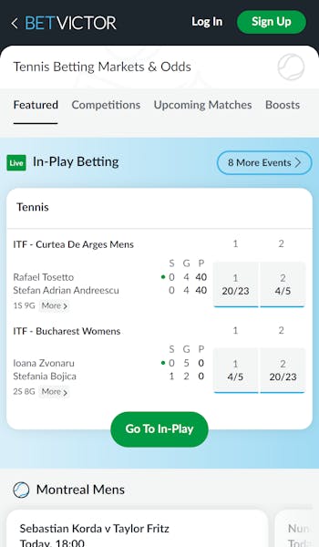 BetVictor tennis betting