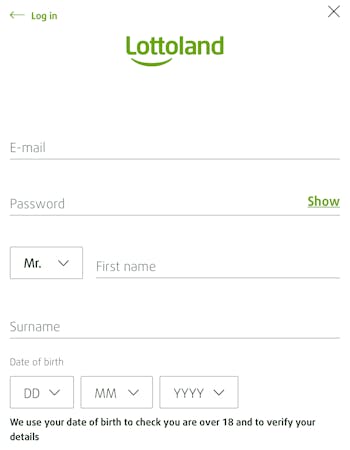 Lottoland sign-up process 1