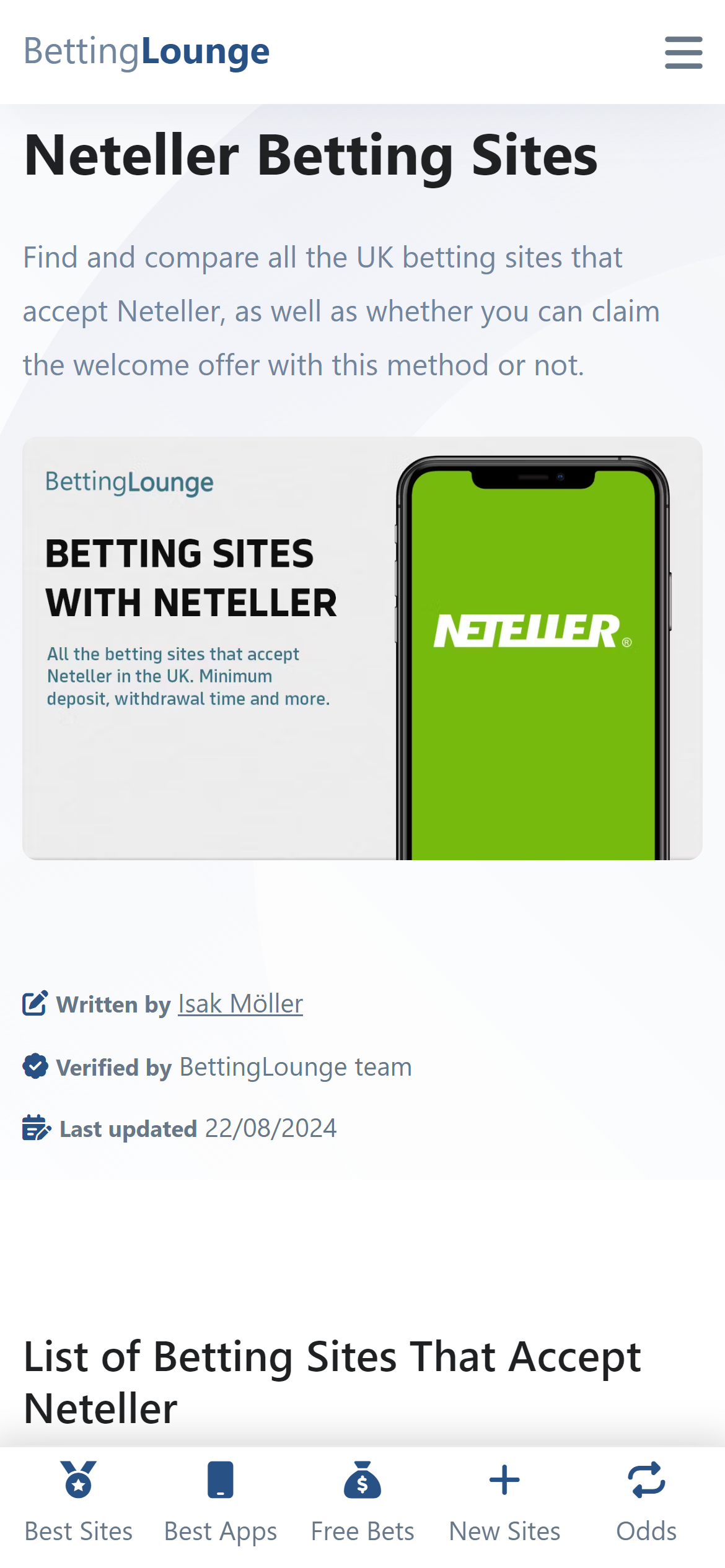 Neteller betting sites screenshot