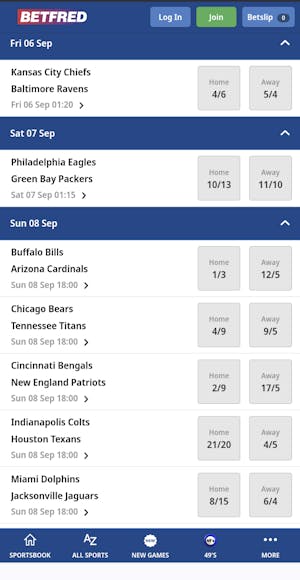 Betfred NFL betting