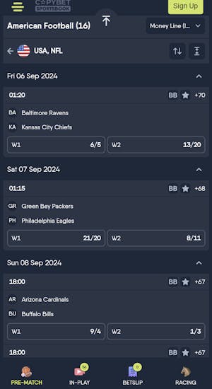 Copybet NFL betting