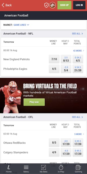 Ladbrokes UK NFL betting
