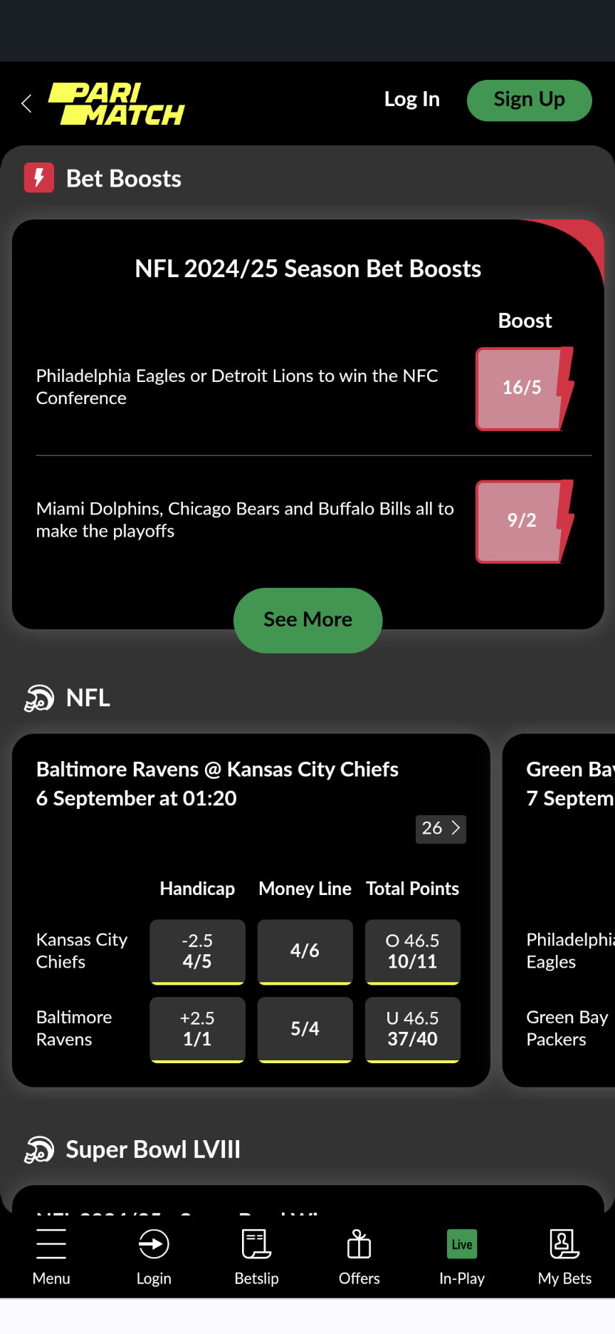 Parimatch NFL bet boosts