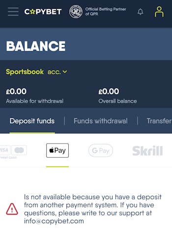CopyBet Apple Pay Error