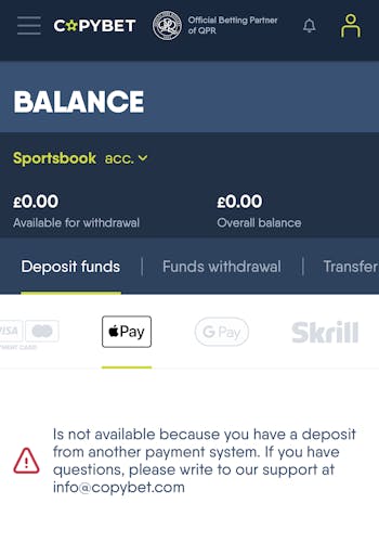 CopyBet Apple Pay Error