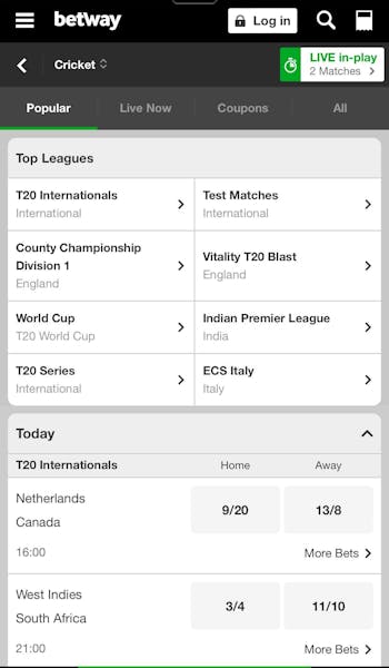 Betway cricket betting UK