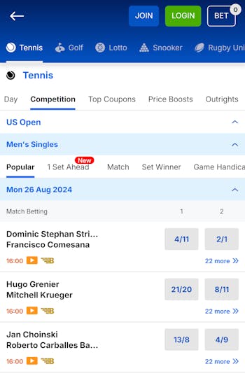 BoyleSports tennis streaming