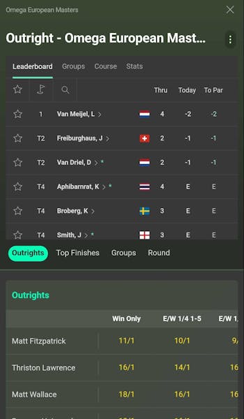 bet365 golf betting