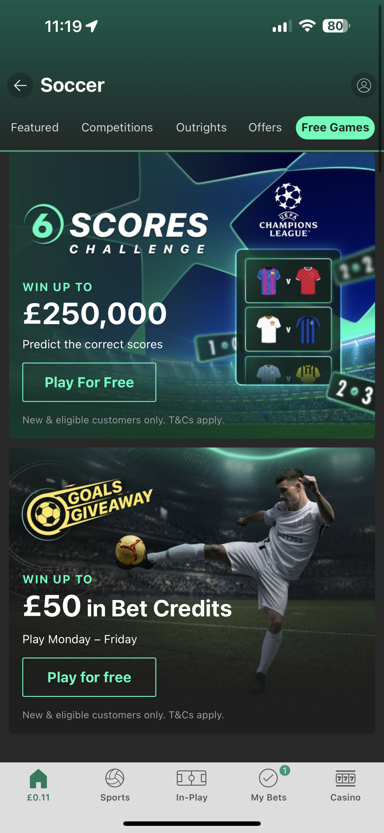 Bet365 Goals Giveaway 3
