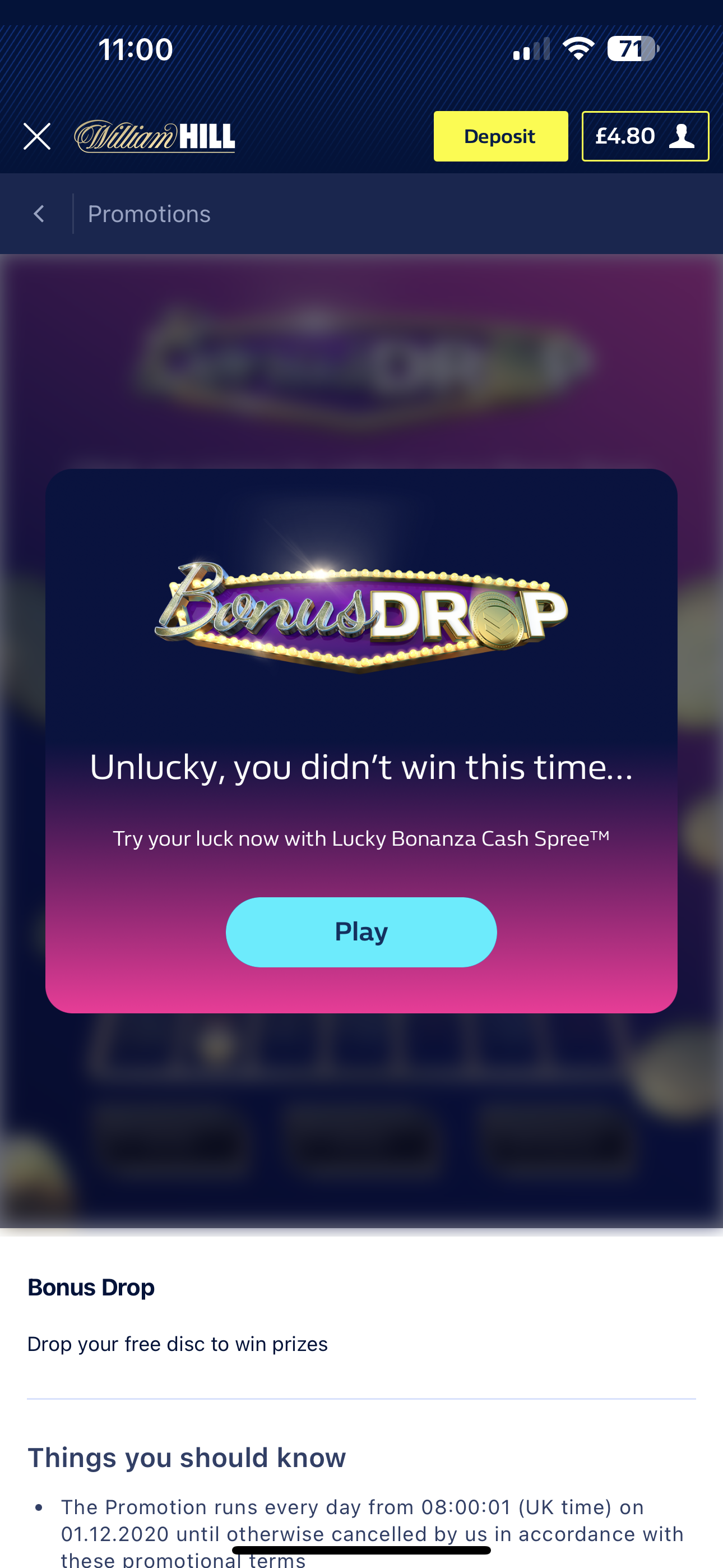 William Hill Bonus Drop 3