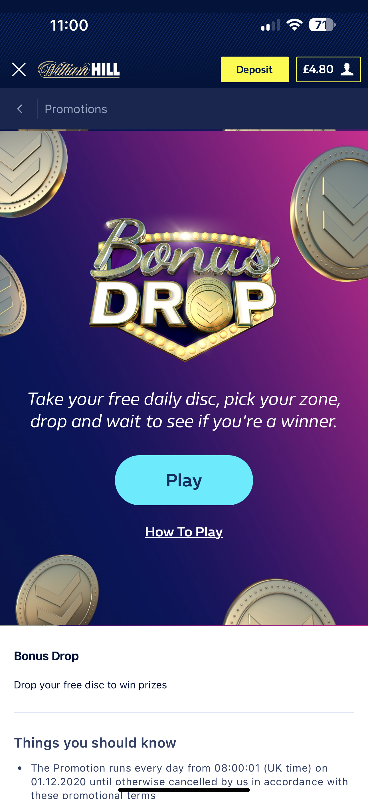 William Hill Bonus Drop 1