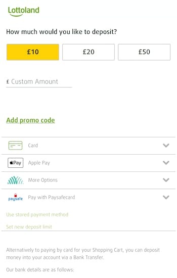 Lottoland Deposit Methods