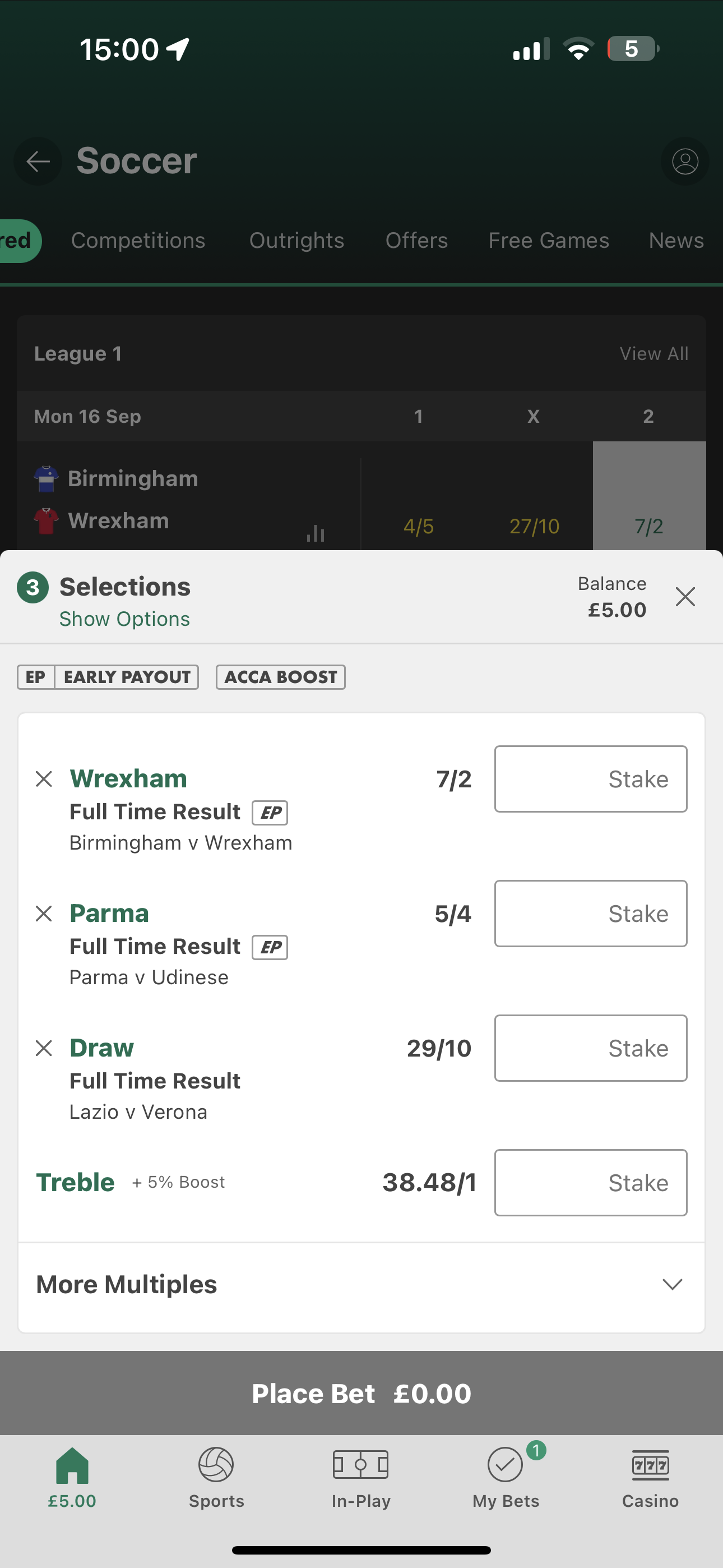 Bet365 Early Payout 3