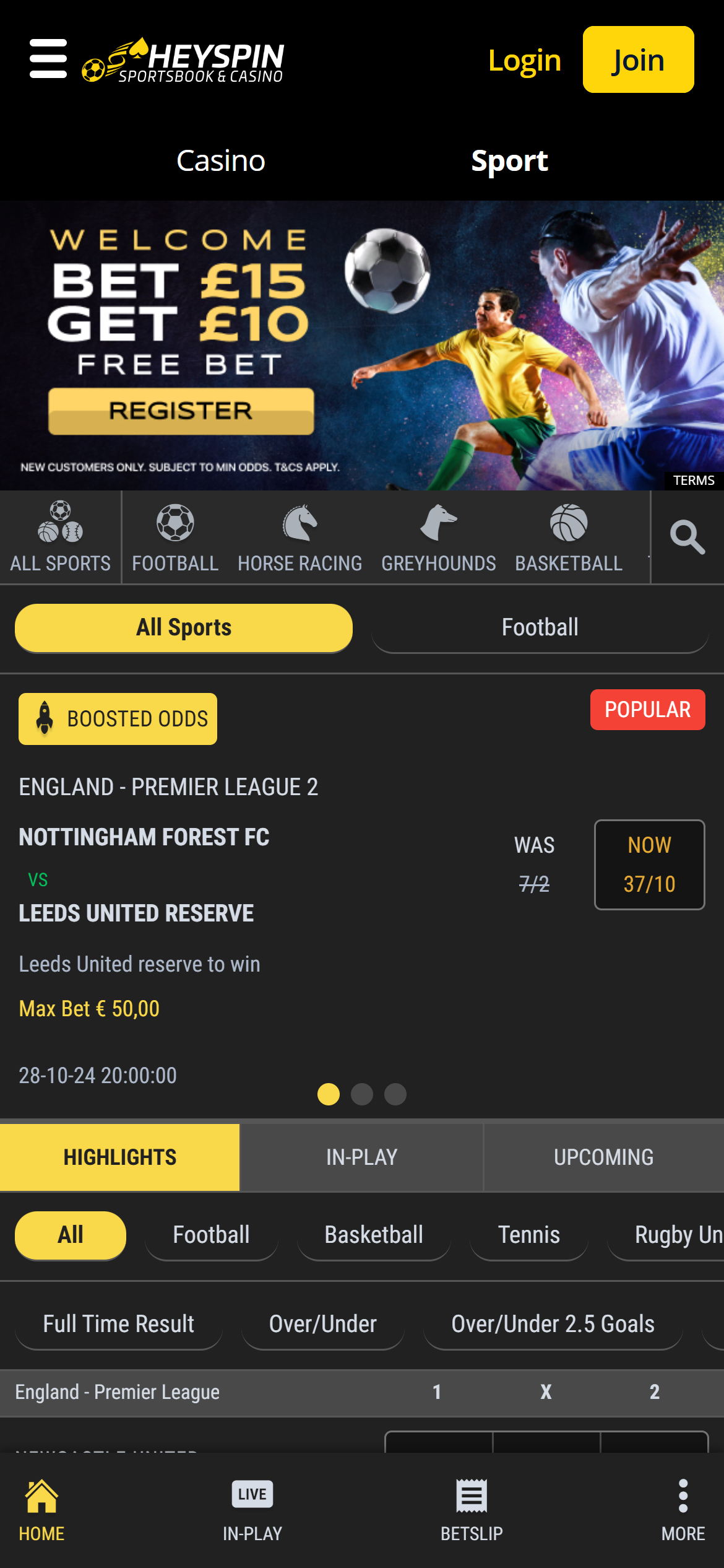 HeySpin Sportsbook