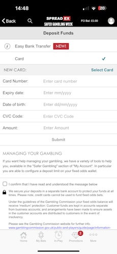 SpreadEx Sports Deposit 1