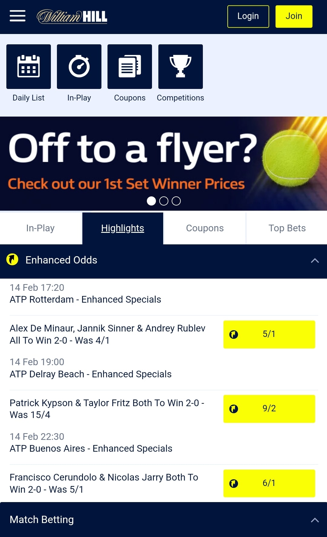 William Hill tennis