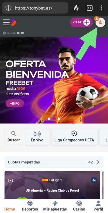 Tonybet España verificacion