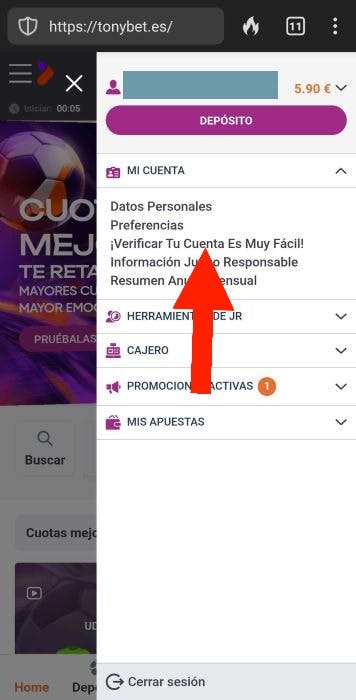 Tonybet España Verificacion 1