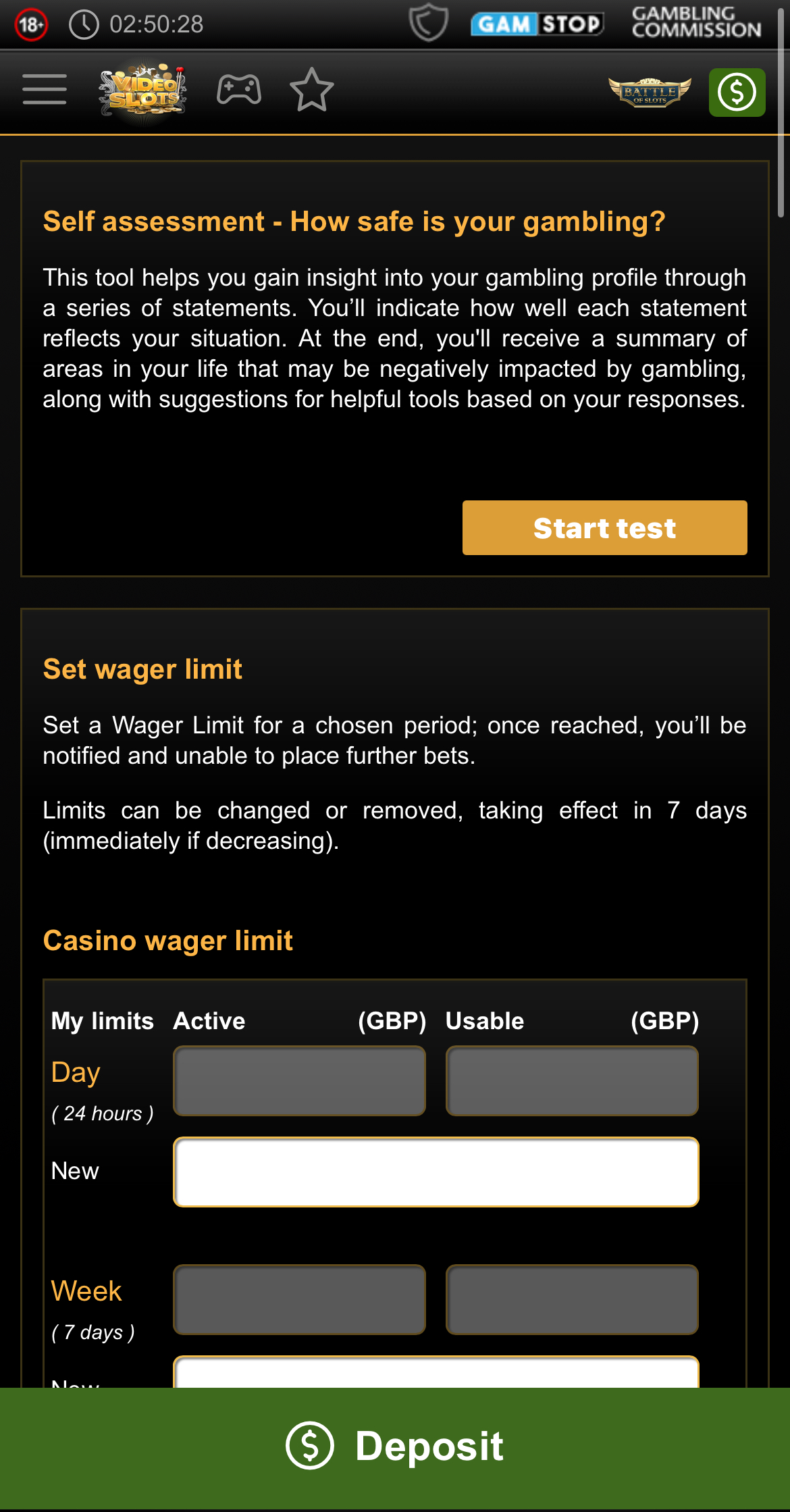 Videoslots Responsible Gambling